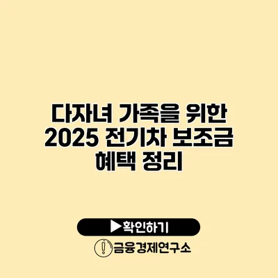다자녀 가족을 위한 2025 전기차 보조금 혜택 정리