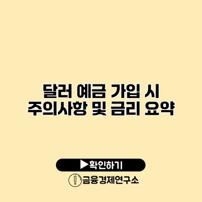 달러 예금 가입 시 주의사항 및 금리 요약