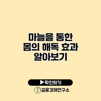 마늘을 통한 몸의 해독 효과 알아보기