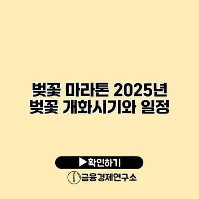 벚꽃 마라톤 2025년 벚꽃 개화시기와 일정