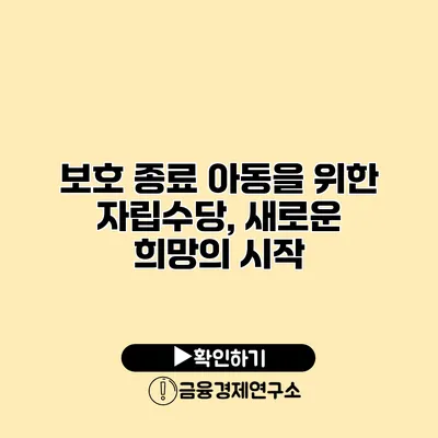 보호 종료 아동을 위한 자립수당, 새로운 희망의 시작