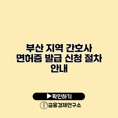 부산 지역 간호사 면허증 발급 신청 절차 안내