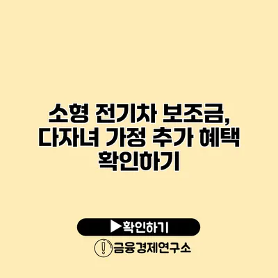 소형 전기차 보조금, 다자녀 가정 추가 혜택 확인하기