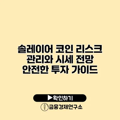 솔레이어 코인 리스크 관리와 시세 전망 안전한 투자 가이드