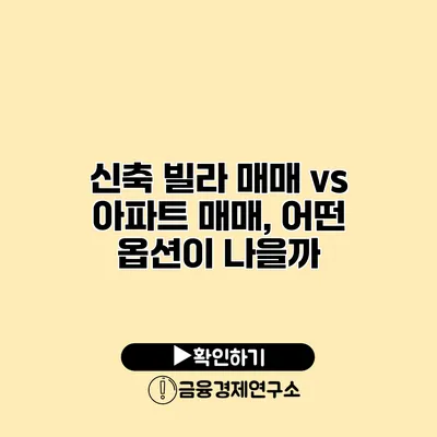 신축 빌라 매매 vs 아파트 매매, 어떤 옵션이 나을까?