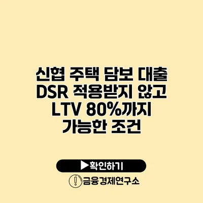 신협 주택 담보 대출 DSR 적용받지 않고 LTV 80%까지 가능한 조건