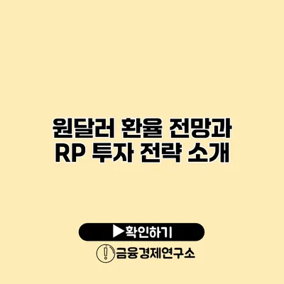 원달러 환율 전망과 RP 투자 전략 소개