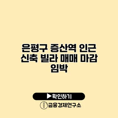 은평구 증산역 인근 신축 빌라 매매 마감 임박