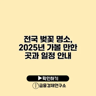 전국 벚꽃 명소, 2025년 가볼 만한 곳과 일정 안내