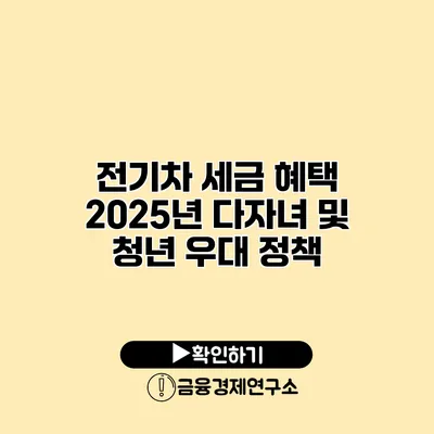 전기차 세금 혜택 2025년 다자녀 및 청년 우대 정책