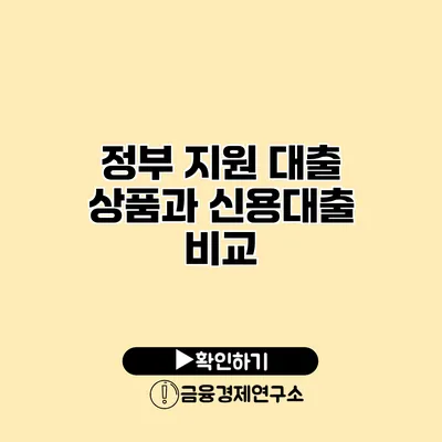 정부 지원 대출 상품과 신용대출 비교