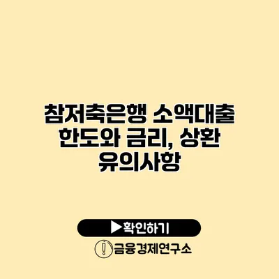 참저축은행 소액대출 한도와 금리, 상환 유의사항