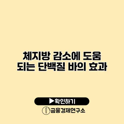 체지방 감소에 도움 되는 단백질 바의 효과