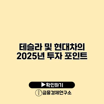 테슬라 및 현대차의 2025년 투자 포인트
