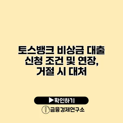 토스뱅크 비상금 대출 신청 조건 및 연장, 거절 시 대처