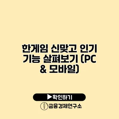 한게임 신맞고 인기 기능 살펴보기 (PC & 모바일)