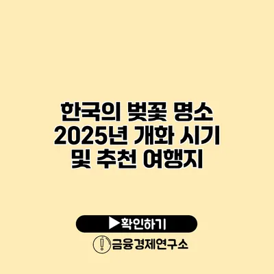 한국의 벚꽃 명소 2025년 개화 시기 및 추천 여행지