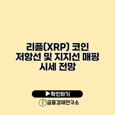 리플(XRP) 코인 저항선 및 지지선 매핑 시세 전망