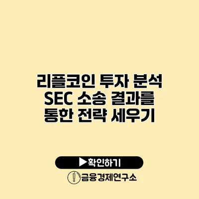 리플코인 투자 분석 SEC 소송 결과를 통한 전략 세우기