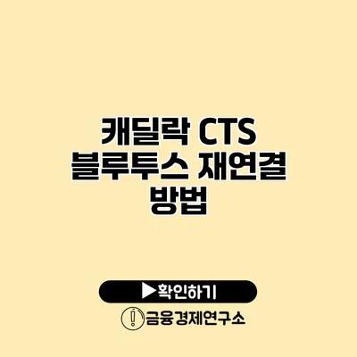 캐딜락 CTS 블루투스 재연결 방법